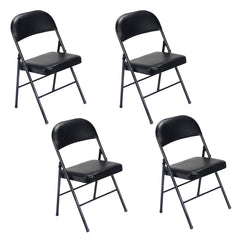 HAOYYE 4PCS Elegant Foldable Iron & PVC Chairs for Convention and Exhibition, Sturdy and Comfortable Chairs for Events, Meetings, Conferences, Easy to Store and Transport, Durable and Stylish Design