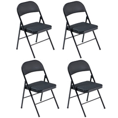 HAOYYE 4PCS Elegant Foldable Iron & PVC Chairs for Convention and Exhibition, Sturdy and Comfortable Chairs for Events, Meetings, Conferences, Easy to Store and Transport, Durable and Stylish Design