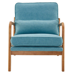 HAOYYE Oak Upholstered Lounge Chair, Teal Flannel Fleece, Comfy Single Chair for Living Room, Bedroom, Guestroom.