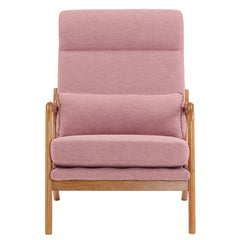 HAOYYE High Back Solid Wood Armrest Backrest Iron Frame Linen Indoor Leisure Chair Pink Soft Cozy Warm Flannel Fleece Home Decor Luxury Comfortable Unique Design Premium Quality Decorative Accent Chair for Living Room Bedroom