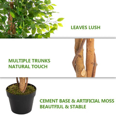 HAOYYE 6FT Solid Wood Artificial Truncated Banyan Tree Green Durable Design Stylish Multifunctional Modern Home Decoration Practical Space-Saving Ornament for Living Room or Office