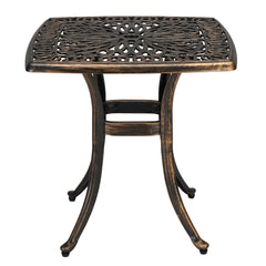 HAOYYE Square Cast Aluminum Garden Table, Sturdy and Elegant Bronze Design, Ideal for Patios, Decks, and Courtyards