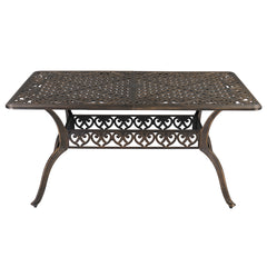 HAOYYE Bronze Mosaic Garden Cast Aluminum Table, Outdoor Round Patio Dining Table Without Chairs, Weather-Resistant and Rustproof Design, Elegant and Durable for Backyard, Balcony, Porch, or Courtyard Gathering