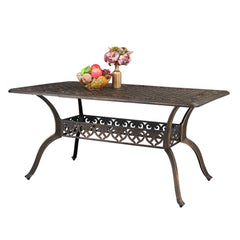 HAOYYE Bronze Mosaic Garden Cast Aluminum Table, Outdoor Round Patio Dining Table Without Chairs, Weather-Resistant and Rustproof Design, Elegant and Durable for Backyard, Balcony, Porch, or Courtyard Gathering