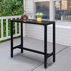 Haoyye Iron Patio Bar Table with Adjustment Knob in Black, Modern Outdoor Bistro Table for Balcony, Deck, Garden or Kitchen, Durable and Easy to Assemble, Smooth Surface for Home or Commercial Use
