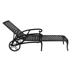 HAOYYE Adjustable Backrest Courtyard Cast Aluminum Lying Bed, Black, Sturdy Outdoor Lounge Chair for Relaxing, Perfect for Garden, Patio, or Backyard, Comfortable and Durable Design, Easy to Adjust for Ultimate Comfort