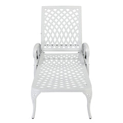 HAOYYE Adjustable Backrest Courtyard Cast Aluminum Lying Bed, White, Outdoor Reclining Lounge Chair with Durable Weather-Resistant Frame, Modern and Comfortable Design for Patio, Garden, Balcony, or Poolside Relaxation