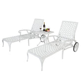 HAOYYE Adjustable Backrest Courtyard Cast Aluminum Lying Bed, White, Outdoor Reclining Lounge Chair with Durable Weather-Resistant Frame, Modern and Comfortable Design for Patio, Garden, Balcony, or Poolside Relaxation