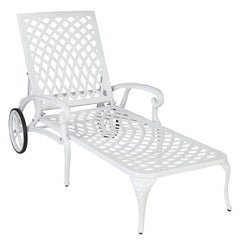 HAOYYE Adjustable Backrest Courtyard Cast Aluminum Lying Bed, White, Outdoor Reclining Lounge Chair with Durable Weather-Resistant Frame, Modern and Comfortable Design for Patio, Garden, Balcony, or Poolside Relaxation