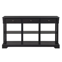 HAOYYE Console Sofa Table with Ample Storage Retro Sideboard Buffet Cabinet with Open Shelves and 3 Drawers Entryway Storage Cabinet for Living Room