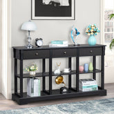 HAOYYE Console Sofa Table with Ample Storage Retro Sideboard Buffet Cabinet with Open Shelves and 3 Drawers Entryway Storage Cabinet for Living Room