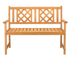 HAOYYE Outdoor Wooden Bench, Garden Fir Bench with Grid Back, Sturdy and Elegant Design for Patios, Paths, and Courtyards