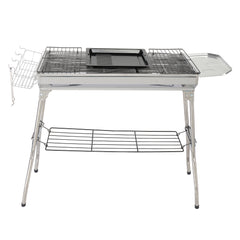 HAOYYE Portable Stainless Steel Grill for Outdoor BBQ Cooking, Lightweight Folding Charcoal Grill with Double Grates and Bottom Shelf, Easy to Carry and Clean, Ideal for Patio Backyard Camping Picnic Use