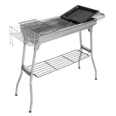 HAOYYE Portable Stainless Steel Grill for Outdoor BBQ Cooking, Lightweight Folding Charcoal Grill with Double Grates and Bottom Shelf, Easy to Carry and Clean, Ideal for Patio Backyard Camping Picnic Use