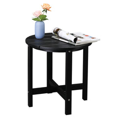 HAOYYE Single Layer Round HDPE Side Table, Durable and Lightweight Outdoor Table for Patios, Decks, and Gardens
