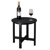 HAOYYE Single Layer Round HDPE Side Table, Durable and Lightweight Outdoor Table for Patios, Decks, and Gardens