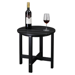 HAOYYE Single Layer Round HDPE Side Table, Durable and Lightweight Outdoor Table for Patios, Decks, and Gardens