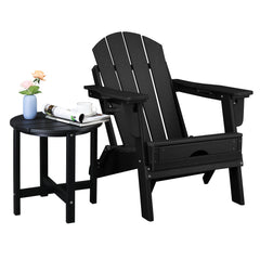 HAOYYE Single Layer Round HDPE Side Table, Durable and Lightweight Outdoor Table for Patios, Decks, and Gardens