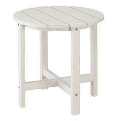 HAOYYE Single Layer Round HDPE Side Table, Durable and Lightweight Outdoor Table for Patios, Decks, and Gardens