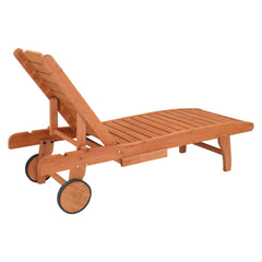 HAOYYE Outdoor Garden Fir Wooden Bed with Wheels and Drawers, Two-Speed Adjustment, Durable and Comfortable Garden Lounger, Burlywood Finish, Perfect for Patio, Porch, Deck, or Backyard Relaxation