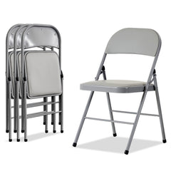 HAOYYE 4PCS Elegant Foldable Iron & PVC Chairs for Convention and Exhibition, Sturdy and Comfortable Chairs for Events, Meetings, Conferences, Easy to Store and Transport, Durable and Stylish Design