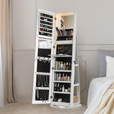 HAOYYE Jewelry Armoire with Full Length Mirror 360 Rotation Lockable Jewelry Organizer Cabinet with Multi Storage Shelves Large Capacity Mirror Armoire for Bedroom Closet Entryway