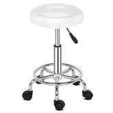 HAOYYE Round Backless Bar Stool with Textured Seat Lines 360 Degree Swivel Modern Adjustable Height White Rotation Stool for Salon Home Office Kitchen Living Room