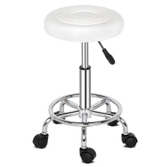 HAOYYE Round Backless Bar Stool with Textured Seat Lines 360 Degree Swivel Modern Adjustable Height White Rotation Stool for Salon Home Office Kitchen Living Room
