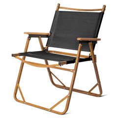 HAOYYE Large Camping Chair Black Aluminum Frame Oxford Fabric with Imitation Wood Grain Spray Paint Foldable Outdoor Chair Supports up to 100kg for Picnic Travel Beach Patio Relaxing
