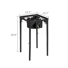 HAOYYE High Pressure Single Burner Propane Gas Stove Cast Iron Outdoor Cooker with Adjustable Regulator, Portable Heavy Duty Cooking Burner for Camping Patio Tailgates Home Brewing