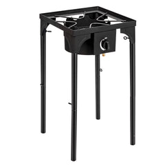 HAOYYE High Pressure Single Burner Propane Gas Stove Cast Iron Outdoor Cooker with Adjustable Regulator, Portable Heavy Duty Cooking Burner for Camping Patio Tailgates Home Brewing