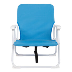 HAOYYE Folding Beach Chair with Blue Oxford Cloth and White Iron Frame, Lightweight and Sturdy, 220lbs Capacity for Outdoor Events, Camping, Picnic, and Beach Relaxation