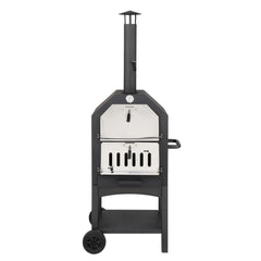 HAOYYE Outdoor Wood Fired Pizza Oven with Pizza Stone Peel and Grill Rack, Portable Backyard and Camping Pizza Maker with Built-in Thermometer and Wheels for Patio Cooking and Outdoor Entertaining