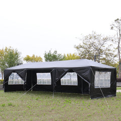 HAOYYE 10x30ft Black Outdoor Party Tent Waterproof Canopy with 8 Removable Sidewalls, Iron Frame Gazebo for Wedding Event Backyard Market