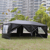 HAOYYE 10x20ft Black Outdoor Party Tent Waterproof Canopy Gazebo with 6 Removable Sidewalls and Windows, Heavy Duty Iron Frame for Wedding Event Market Backyard