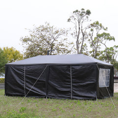 HAOYYE 10x20ft Black Outdoor Party Tent Waterproof Canopy Gazebo with 6 Removable Sidewalls and Windows, Heavy Duty Iron Frame for Wedding Event Market Backyard