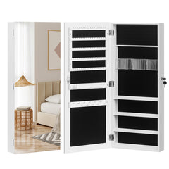 HAOYYE Full-Length PVC Film Mirror Jewelry Cabinet with Lock | Wall-Mounted Organizer with Velvet Lining | Durable Multipurpose Jewelry Storage Cabinet | Modern Space-Saving Design | Ideal for Bedroom and Dressing Room