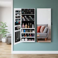 HAOYYE Full-Length PVC Film Mirror Jewelry Cabinet with Lock | Wall-Mounted Organizer with Velvet Lining | Durable Multipurpose Jewelry Storage Cabinet | Modern Space-Saving Design | Ideal for Bedroom and Dressing Room