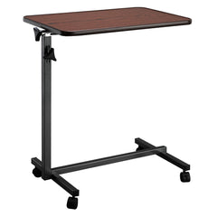 HAOYYE Multifunctional Rolling Bedside Table with Adjustable Height and Locking Wheels, Dark Wood Grain Finish, Mobile Side Table with Sturdy MDF Top and Iron Frame for Bedroom Living Room Office