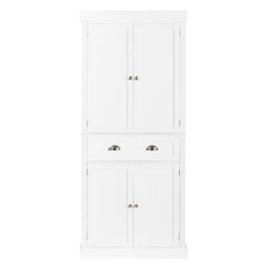 HAOYYE Single Drawer Double Door Storage Cabinet Modern Freestanding Organizer with Spacious Interior Shelves Minimalist White Sideboard for Living Room Entryway Bedroom Bathroom