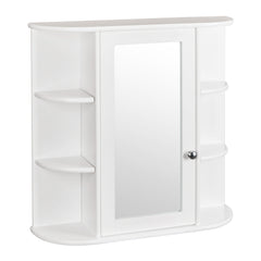 HAOYYE 3-Tier White Wall Mounted Bathroom Cabinet with Single Mirror Door, MDF Space-Saving Storage Shelf for Indoor Use, Magnetic Closure, Adjustable Shelf Heights