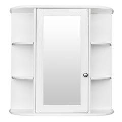 HAOYYE 3-Tier White Wall Mounted Bathroom Cabinet with Single Mirror Door, MDF Space-Saving Storage Shelf for Indoor Use, Magnetic Closure, Adjustable Shelf Heights