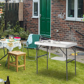 HAOYYE White Foldable Outdoor Fish Cleaning Table Rectangular HDPE Surface with Barbed Wire Mesh Heavy Duty Portable Processing Station for Backyard BBQ Camping Fishing Cleaning Cutting and Food Prep