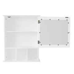 HAOYYE Single-Door Bathroom Cabinet, White Three-Compartment Organizer, Sturdy Durable Design, Multifunctional Home Storage Solution, Modern Space-Saving Organizer For Bathroom And Living Room, Stylish And Practical Furniture For Home Organization