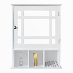 HAOYYE Single-Door Bathroom Cabinet, White Three-Compartment Organizer, Sturdy Durable Design, Multifunctional Home Storage Solution, Modern Space-Saving Organizer For Bathroom And Living Room, Stylish And Practical Furniture For Home Organization