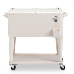 HAOYYE Rolling Cooler Cart, White Box with Drain Pipe, Large Capacity Insulated Freezer with Bottle Opener, Locking Casters, Ideal for Outdoor Events and Parties