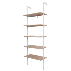 HAOYYE 5-Shelf Wood Ladder Bookcase, Industrial 5-Tier Modern Ladder Shelf with Walnut Wood Shelves and Metal Frame, Soft Cozy Warm Flannel Fleece Home Decor, Luxury Comfortable Unique Design, Premium Quality