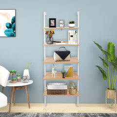 HAOYYE 5-Shelf Wood Ladder Bookcase, Industrial 5-Tier Modern Ladder Shelf with Walnut Wood Shelves and Metal Frame, Soft Cozy Warm Flannel Fleece Home Decor, Luxury Comfortable Unique Design, Premium Quality