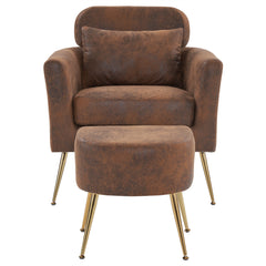 HAOYYE Half Disassembled Single Chair With Gold Feet And Pedals Bronzing Cloth Indoor Leisure Chair Orange Soft Cozy Warm Flannel Fleece Home Decor Luxury Comfortable Unique Design Premium Quality