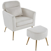 HAOYYE Half Disassembled Single Chair with Gold Feet and Pedals, Flannelette Indoor Leisure Chair in Beige, Soft Cozy Warm Flannel Fleece Home Decor, Luxury Comfortable Unique Design, Premium Quality Accent Chair for Living Room